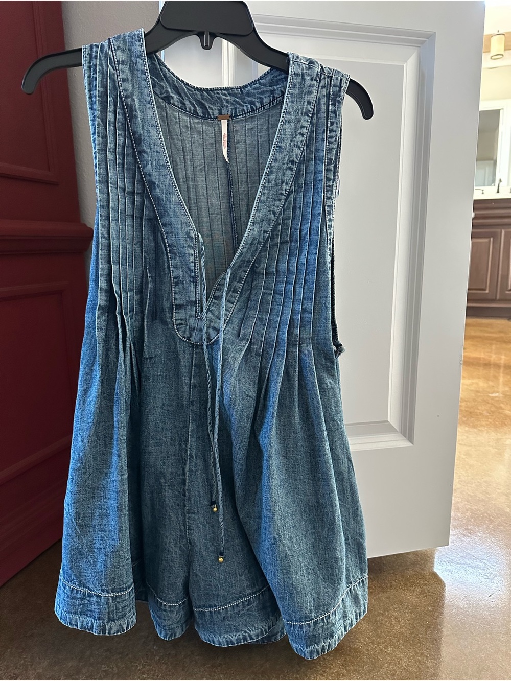 Free People NWOT Webster denim sleeveless romper - Picture 2 of 5